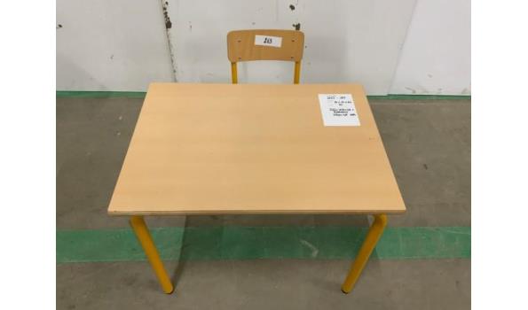 Schooltafel geel 70x60x55 + stoel zithoogte 30cm